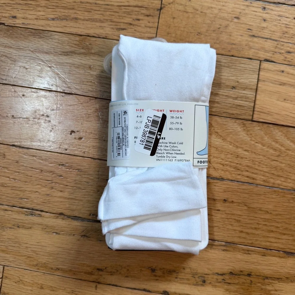 Cat & Jack Kids 2 Pack Opaque Footed‎ Tights Navy White Size 4-6
